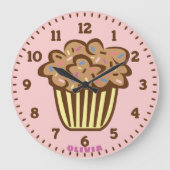 Cute Cupcake with Custom Name Wall Clock Große Wanduhr (Vorderseite)