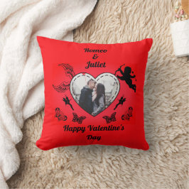 Cute Cupid Photo Romance Red Heart Valentines Day Kissen