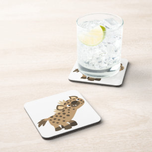Cute Curious Cartoon Hyena Coasters Set Getränkeuntersetzer
