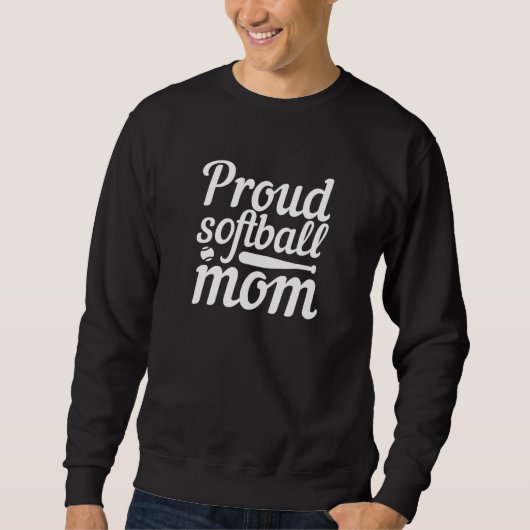 Cute Cursive Proud Softball Mom Softball and Bat D Sweatshirt (Vorderseite)