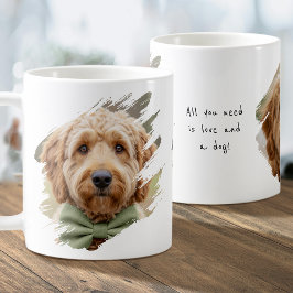 Cute Custom 2 Photo Paint Brushstroke I Love Dogs Kaffeetasse
