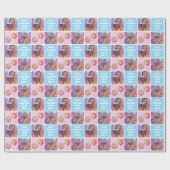 Cute Custom 3 Photo Modern Retro Blue Pattern Geschenkpapier (Flach)