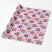 Cute Custom 3 Photo Modern Retro Pink Trendy Geschenkpapier (Ungerollt)