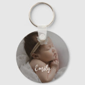 Cute Custom Baby Photo  Name Keychain Schlüsselanhänger (Vorderseite)