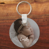 Cute Custom Baby Photo  Name Keychain Schlüsselanhänger (Vorderseite)