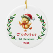 Cute Custom Baby's First Christmas Festive Duck Keramik Ornament (Hinten)