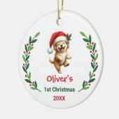 Cute Custom Baby's First Christmas Festive Puppy Keramik Ornament (Links)