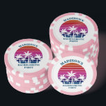 Cute Custom Beach Palm Trees Bachelorette Party Pokerchips<br><div class="desc">Cute customizable tropical palm tree poker chips with a pretty pink beach sunset for a coastal bachelorette party or girls trip with your sorority.</div>