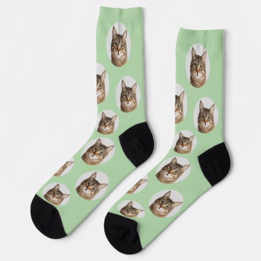 Cute Custom Cat Photo Socks Socken (Linkes Detail)