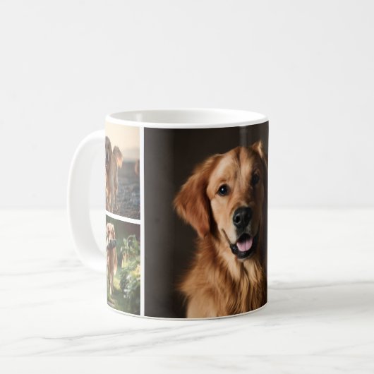 Cute Custom Dog 4 Photos Collage Personalized Kaffeetasse (Vorderseite Links)