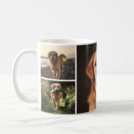 Cute Custom Dog 4 Photos Collage Personalized Kaffeetasse (Links)