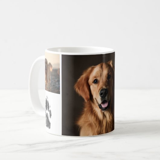 Cute Custom Dog Photos Collage Paw Print Kaffeetasse (Vorderseite Links)