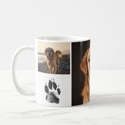 Cute Custom Dog Photos Collage Paw Print Kaffeetasse (Links)