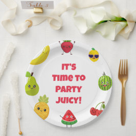Cute Custom Funny Fruit Kid Birthday Party Plates Pappteller