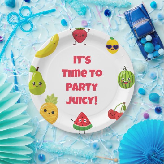 Cute Custom Funny Fruit Kid Birthday Party Plates Pappteller (Party)