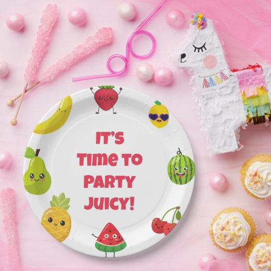 Cute Custom Funny Fruit Kid Birthday Party Plates Pappteller (Party)