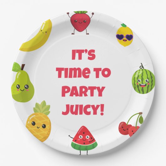 Cute Custom Funny Fruit Kid Birthday Party Plates Pappteller (Vorderseite)