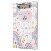 Cute Custom Kid Name & Photo Colorful Klemmbrett (Links)