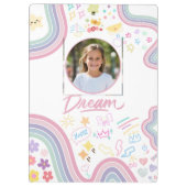 Cute Custom Kid Name & Photo Colorful Klemmbrett (Rückseite)