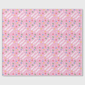 Cute Custom Name Holiday Retro Pink Christmas Geschenkpapier (Flach)