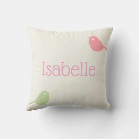 Cute Custom Name Little Birds Pastel Colors Kissen (Rückseite)
