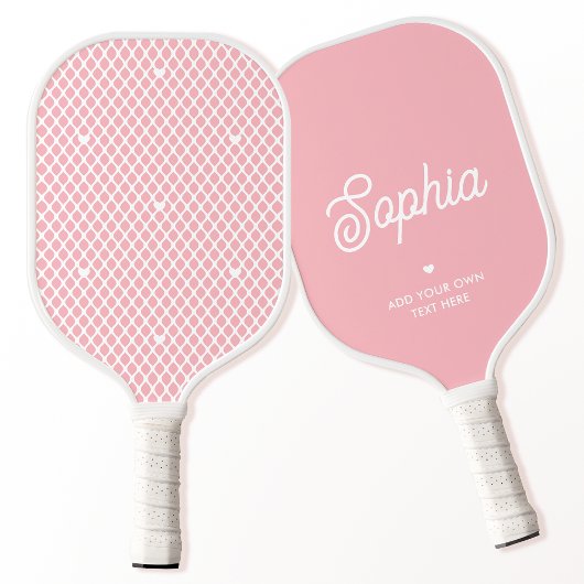 Cute Custom Name Pretty Pink Modern Mesh Net Pickleball Schläger
