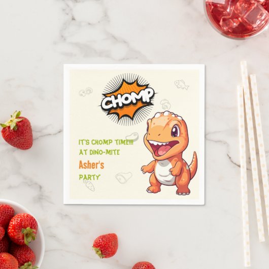 Cute Custom Orange Dinosaur Party Napkin  Serviette (Beispiel)