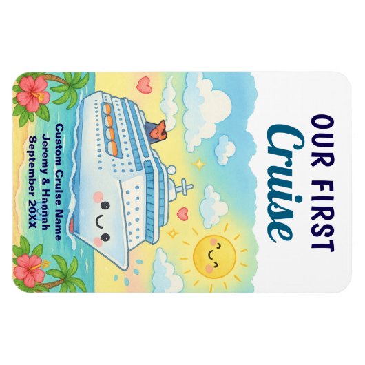Cute Custom Our First Cruise Stateroom Cabin Door Magnet (Horizontal)