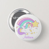 Cute Custom Personalized Magical Rainbow Unicorn Button (Vorne & Hinten)