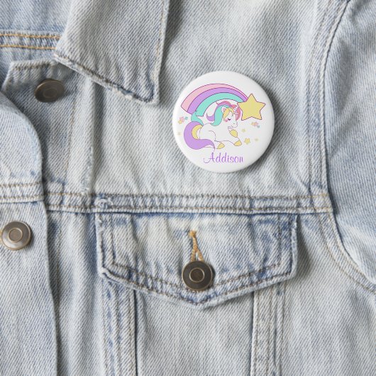 Cute Custom Personalized Magical Rainbow Unicorn Button (Beispiel)