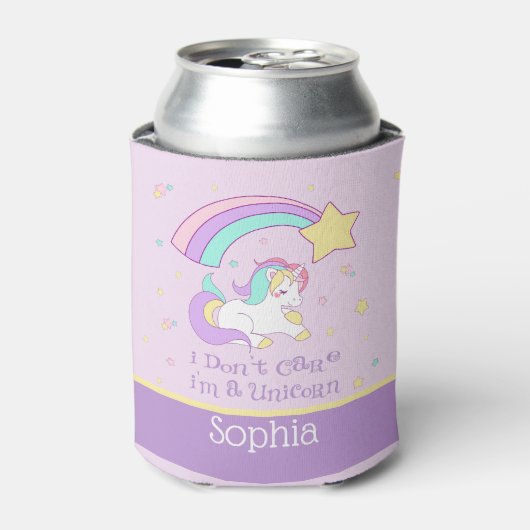Cute Custom Personalized Magical Rainbow Unicorn Dosenkühler (Kanne Vorderseite)
