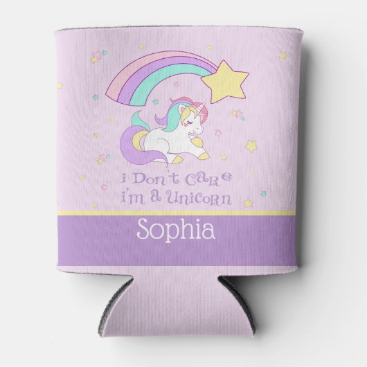 Cute Custom Personalized Magical Rainbow Unicorn Dosenkühler (Vorderseite)