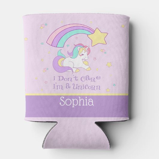 Cute Custom Personalized Magical Rainbow Unicorn Dosenkühler (Rückseite)