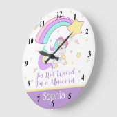 Cute Custom Personalized Magical Rainbow Unicorn Große Wanduhr (Winkel)