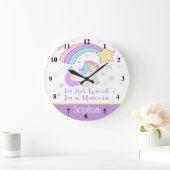 Cute Custom Personalized Magical Rainbow Unicorn Große Wanduhr (Zuhause)