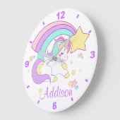 Cute Custom Personalized Magical Rainbow Unicorn Große Wanduhr (Winkel)