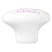 Cute Custom Personalized Magical Rainbow Unicorn Keramikknauf (Seitenansicht)