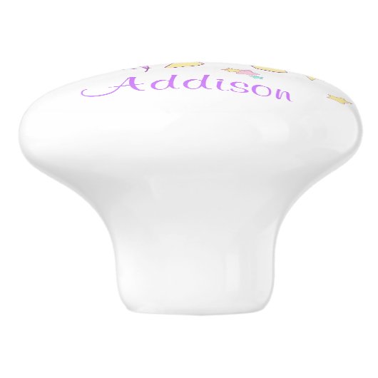 Cute Custom Personalized Magical Rainbow Unicorn Keramikknauf (Seitenansicht)