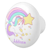 Cute Custom Personalized Magical Rainbow Unicorn Keramikknauf (Rechts)