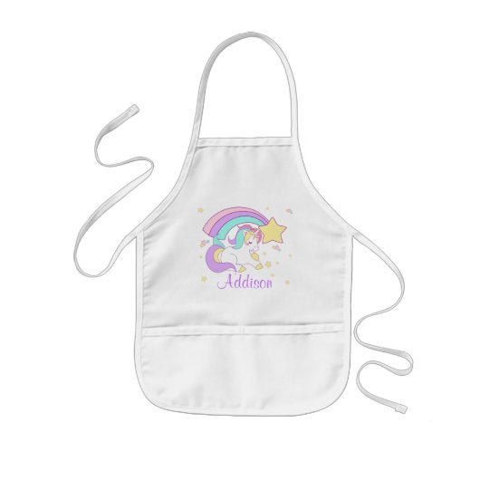 Cute Custom Personalized Magical Rainbow Unicorn Kinderschürze (Vorne)