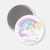 Cute Custom Personalized Magical Rainbow Unicorn Magnet (Vorderseite/Rückseite)