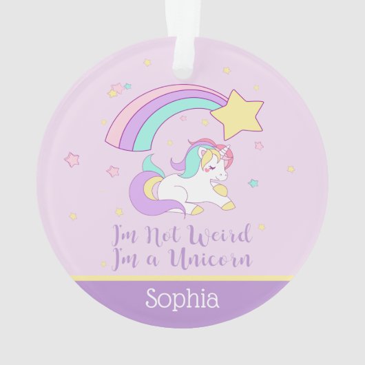 Cute Custom Personalized Magical Rainbow Unicorn Ornament (Rückseite)