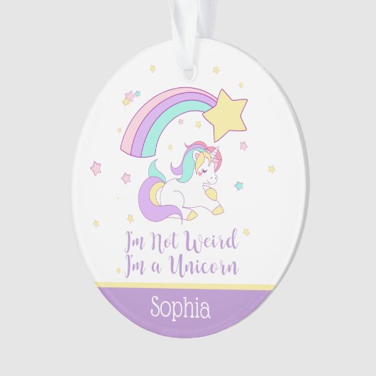 Cute Custom Personalized Magical Rainbow Unicorn Ornament (Vorderseite)