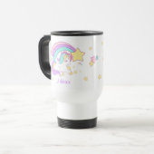 Cute Custom Personalized Magical Rainbow Unicorn Reisebecher (Vorderseite Links)