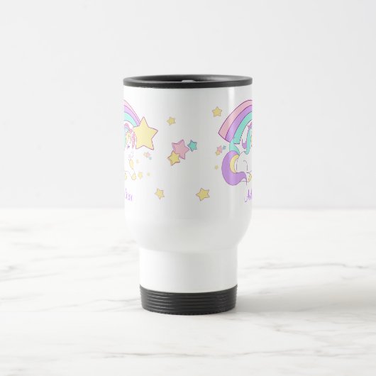 Cute Custom Personalized Magical Rainbow Unicorn Reisebecher (Mittel)