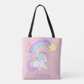 Cute Custom Personalized Magical Rainbow Unicorn Tasche (Rückseite)