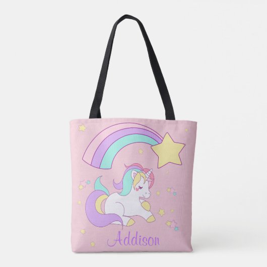 Cute Custom Personalized Magical Rainbow Unicorn Tasche (Rückseite)