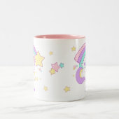 Cute Custom Personalized Magical Rainbow Unicorn Zweifarbige Tasse (Mittel)