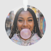 Cute Custom Photo Holiday Retro Blue Christmas Ornament (Rückseite)