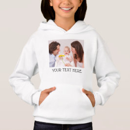 Cute Custom Photo & Name Text White Kids Hoodie